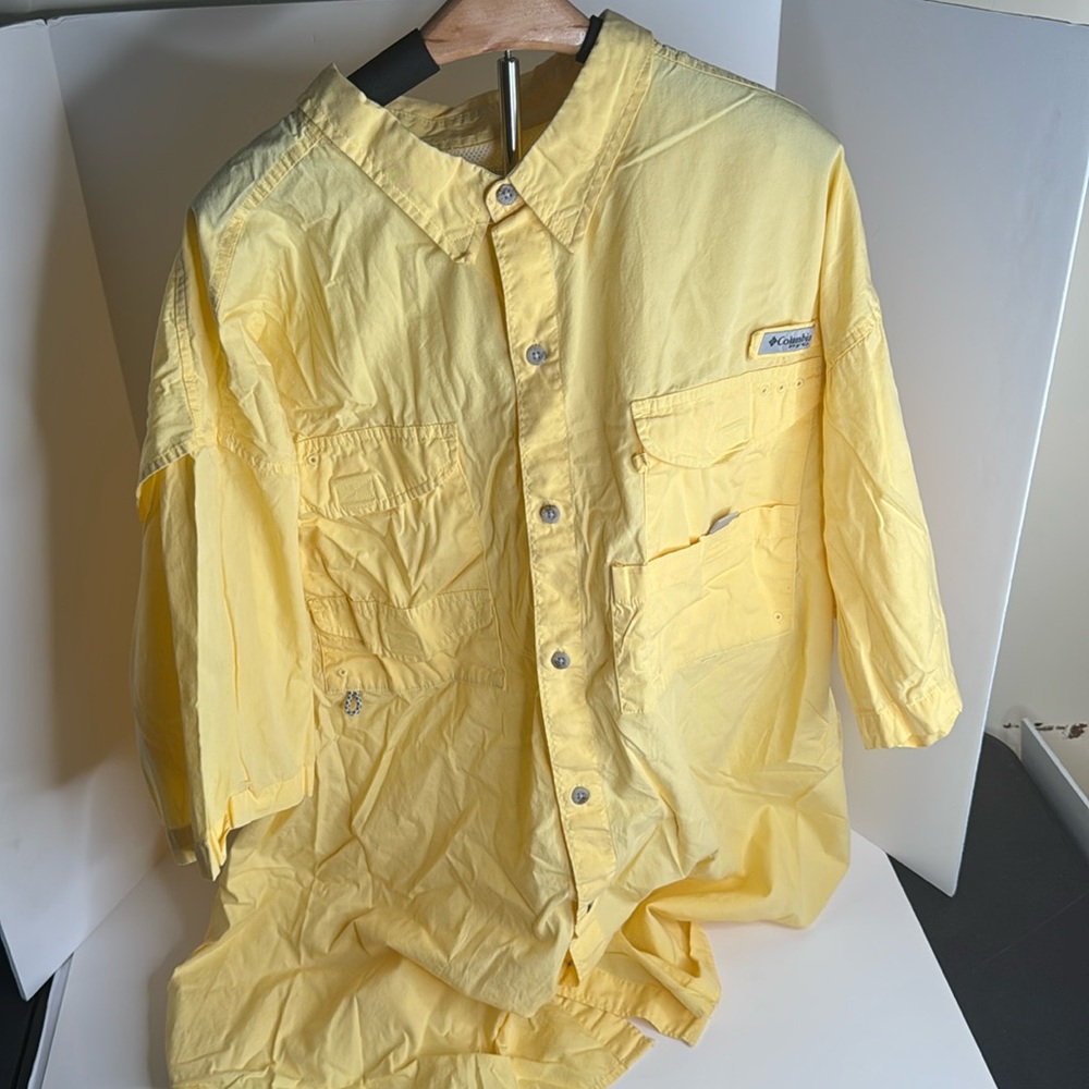 Men's Columbia PFG Short Sleeve Summer Shirt SZ XXXL - yellow
